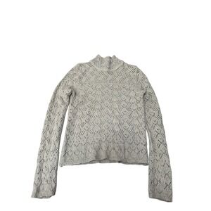 Ralph Lauren Vintage Beige Crochet Knit Mock Neck‎ Sweater Small Cottagecore Y2k
